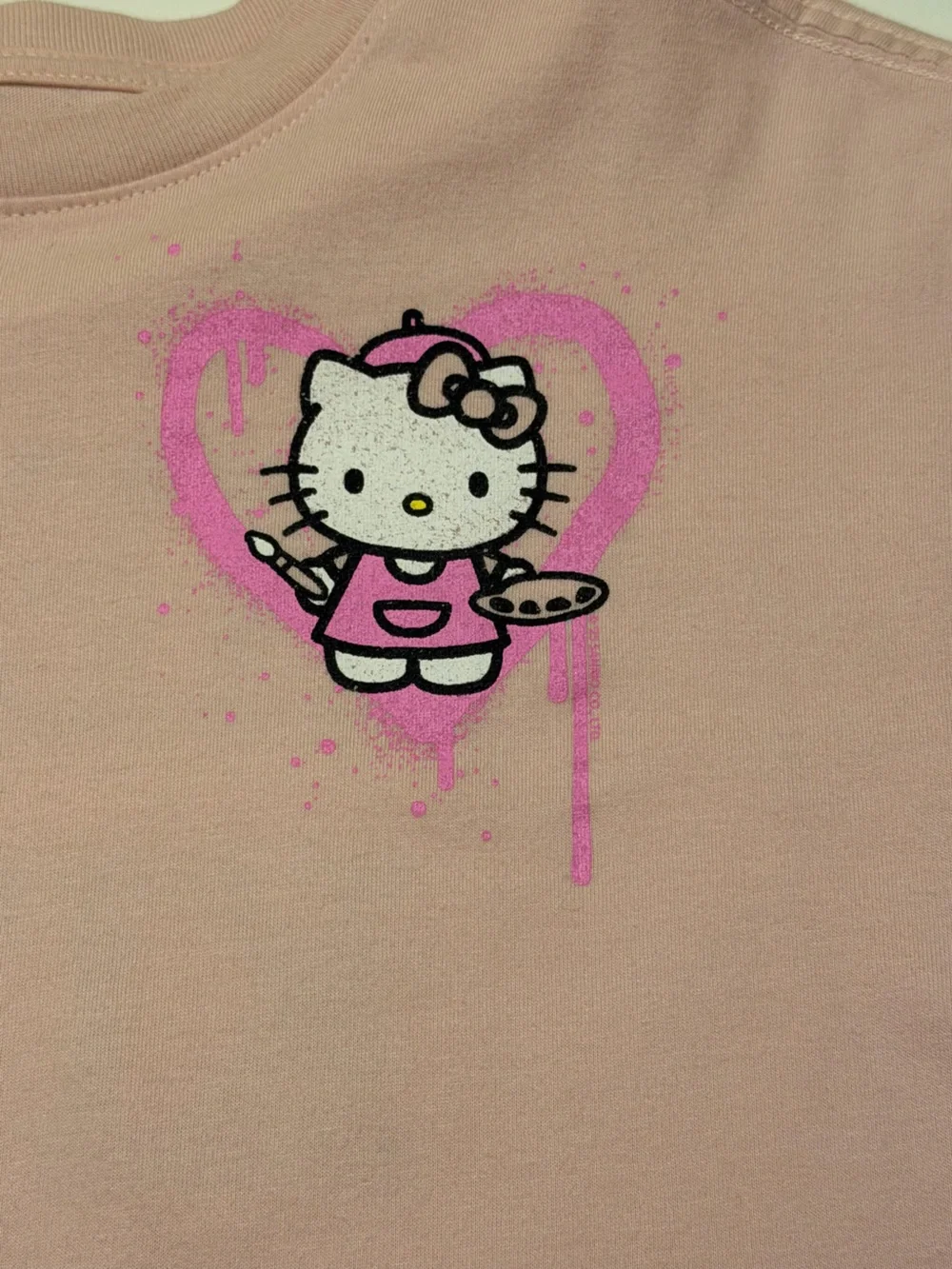 Kids Sanrio Hello Kitty Pink Graphic T-Shirt Artist Palette Heart Size 6-7